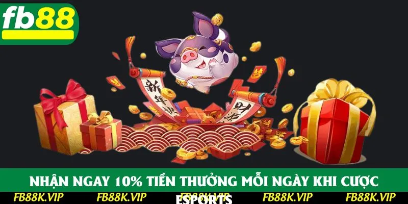 Khuyến mãi FB88 cực lớn với 10% tiền thưởng mỗi ngày với Esports