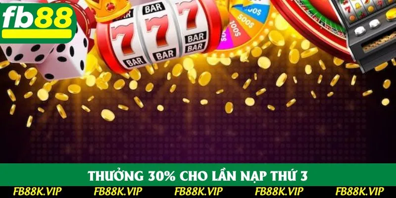 Khuyến mãi FB88 ngay 30% với lần nạp thứ 3 cho game thủ