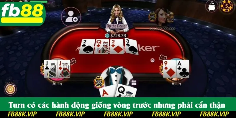 Turn có các hành động giống vòng trước nhưng phải cẩn thận từng bước